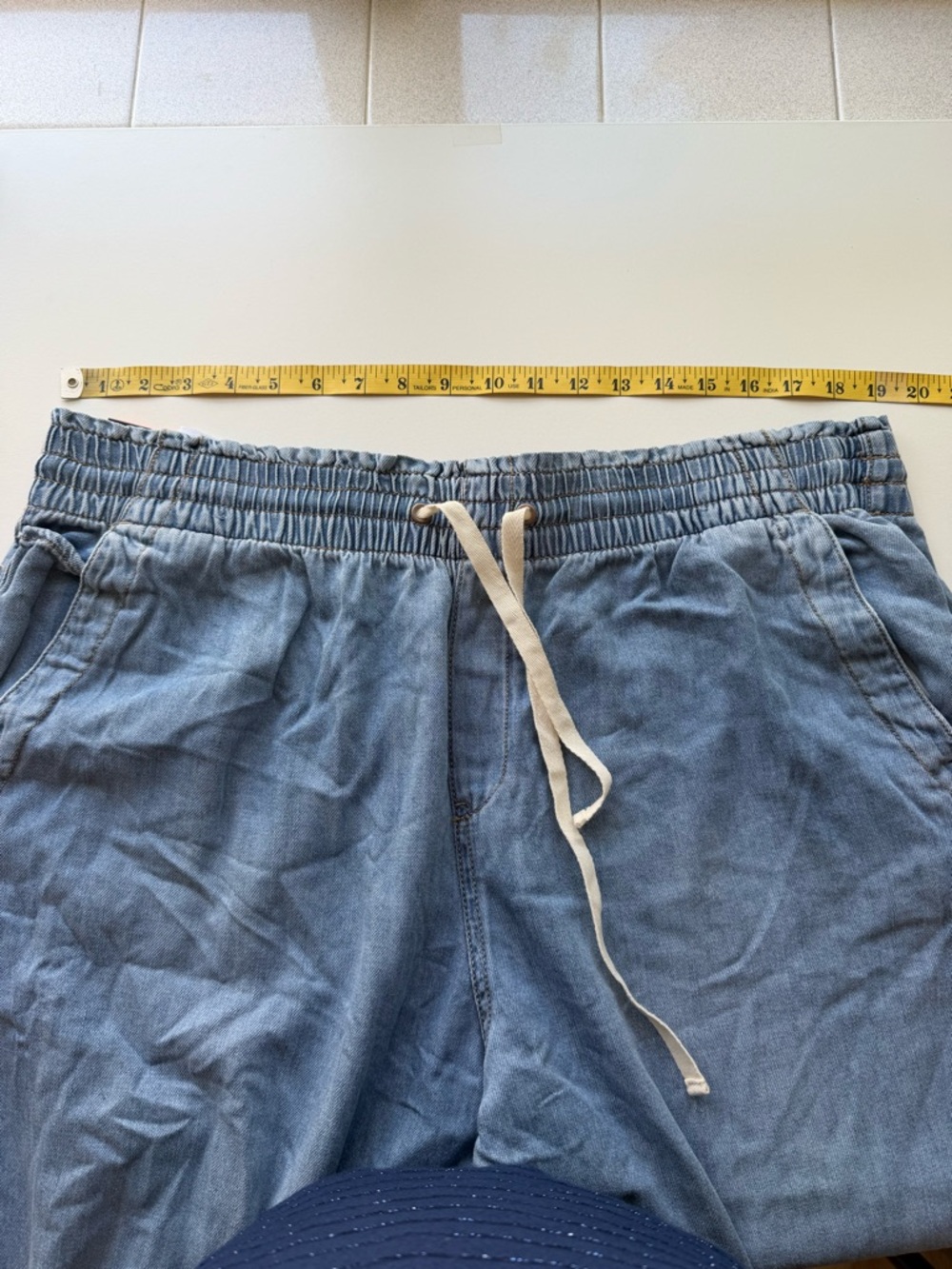 Kensie Jeans Womans Drawstring Light Blue Wash Cropped Jeans XXL - Picture 9 of 11